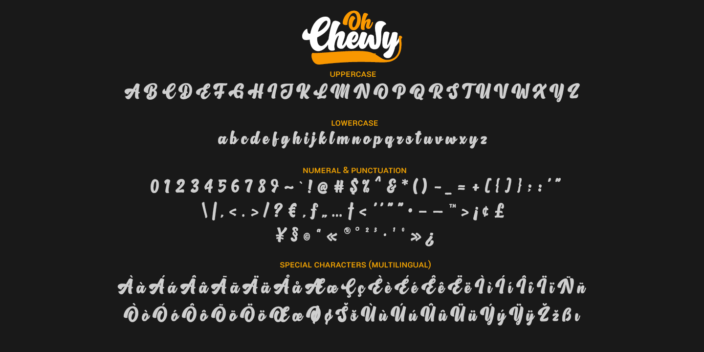 Пример шрифта Oh Chewy #3